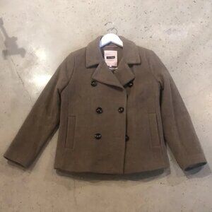 Part Two Mandala Taupe Double-Breasted Short Peacoat